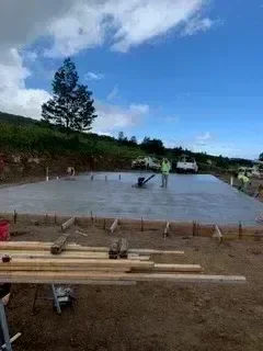 Concrete foundation pour with grading and site preparation work