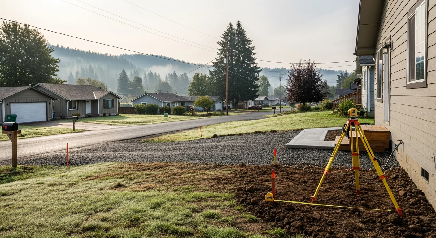 Newport residential area with homes set in quiet, rural Washington landscape.