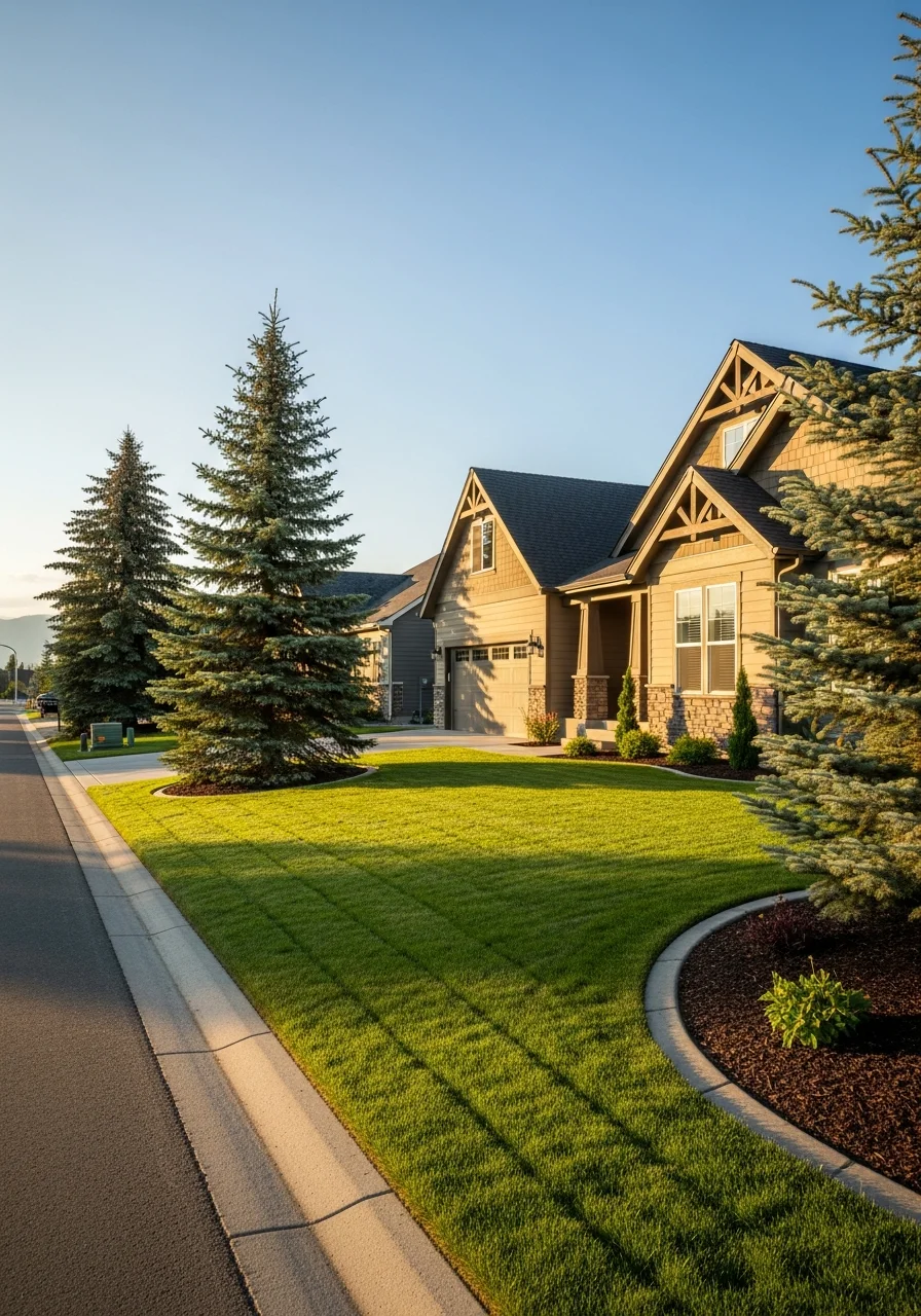 Post Falls home exterior with well-maintained yard and professional finishing touches.
